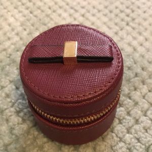 Burgundy color petite travel jewelry case